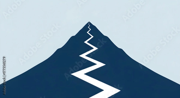 Fototapeta Mountain Path To Success Business Challenge Graphic Illustration Vertical Copy Space