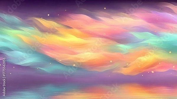 Obraz Celestial Canvas: A mesmerizing display of ethereal colors paints the sky, evoking a sense of wonder and tranquility, with the shimmering reflection below.