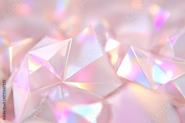 Fototapeta Glittering Gemstone: A captivating close-up of multifaceted gemstone radiates a kaleidoscope of soft pink hues, a celebration of elegance and luxury. 