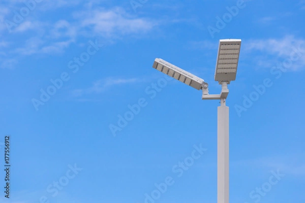 Fototapeta LED street light pole on blue sky with cloud