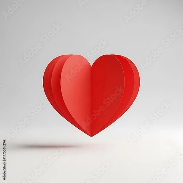 Fototapeta Red paper heart isolated on white background, a symbol of love and affection, perfect for valentines day or any romantic occasion