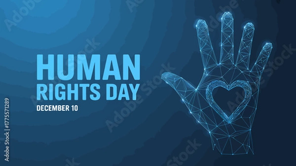 Obraz Celebrating Human Rights Day on December 10 with Universal Values and Global Solidarity Illustrated by a Connected Hand with a Heart Symbol