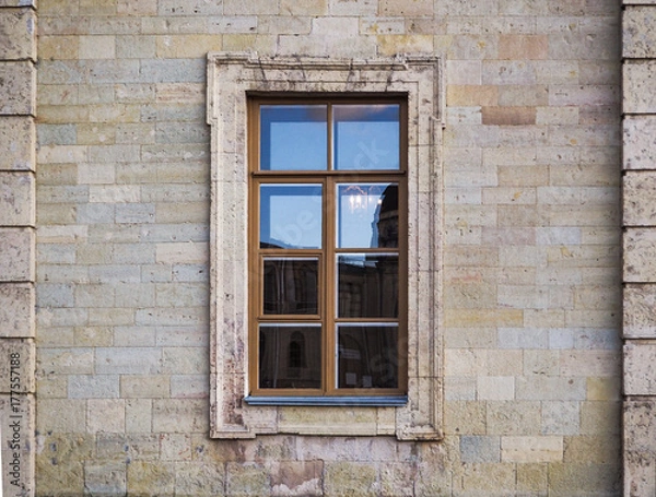Obraz Background of city buildings from limestone. Nice window. 

