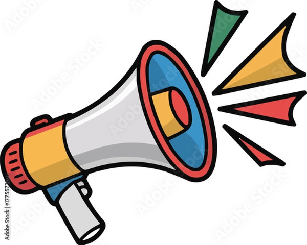 Fototapeta Vibrant Communication Icon  Colorful Megaphone and Sound Waves