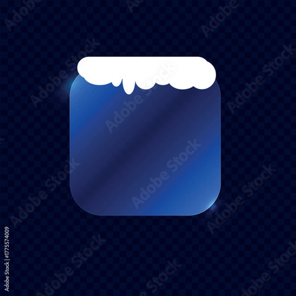 Fototapeta Liquid new year speech bubble with snow.  Shape for christmas and new year greeting design. Abstract frosted frame foe web design. Vector illustration