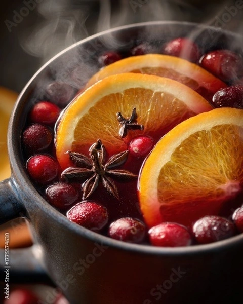 Obraz Warm winter drink with citrus and spice