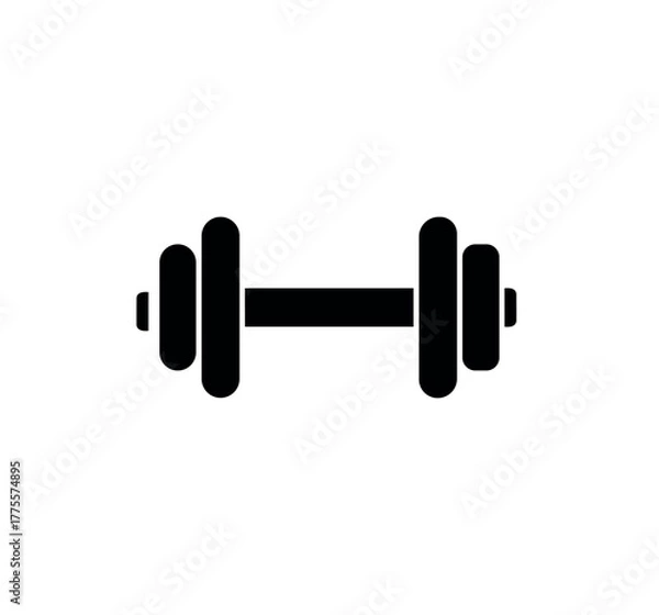 Obraz Dumbbell vector on white background. Dumbbell silhouette vector flat illustration design.