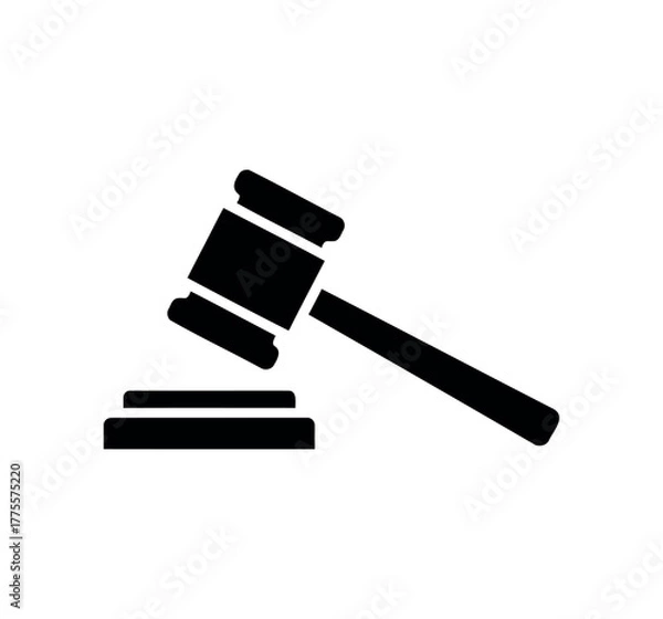 Obraz judge hammer vector icon on white background. justice gavel silhouette vector flat illustration design. Gavel flat vector icon for law apps and websites.