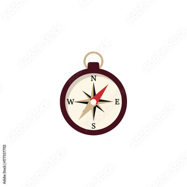 Fototapeta Classic compass icon flat design style showing cardinal directions for navigation and exploration concept