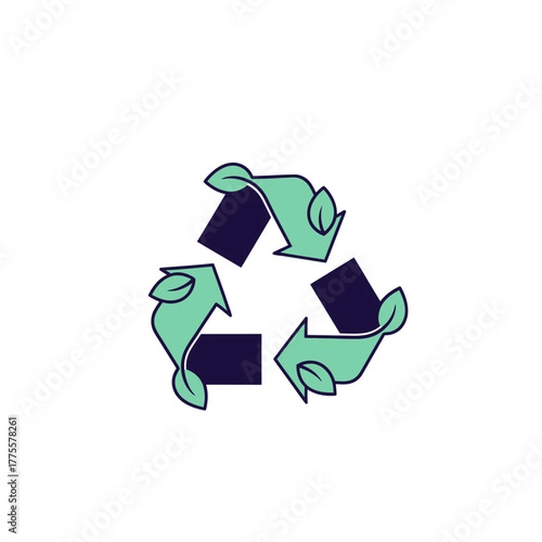 Fototapeta Eco friendly recycling symbol with green leaves representing environmental sustainability and conservation