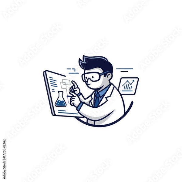 Obraz Scientist engaging with digital interface for scientific research and data analysis