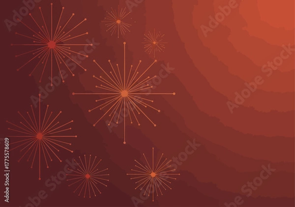 Fototapeta Abstract geometric starburst pattern in shades of orange and red, modern design elements for backgrounds