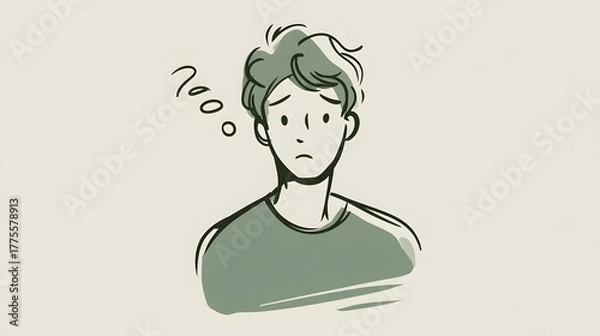 Fototapeta Elegant Minimalistic Vector Illustration Depicting Social Anxiety and Gaze Aversion with Muted Colors, Simplified Iconography, and Subtle Autistic Traits