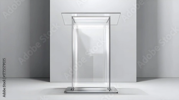 Fototapeta Innovative Crystal Clear Acrylic Podium as a Modern Lectern in Refined Vector Illustration with Precise Line Art