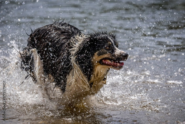Obraz Border Collie  im Wasser 