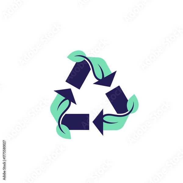 Obraz Eco friendly recycling symbol with green leaves representing environmental sustainability and natural resource conservation