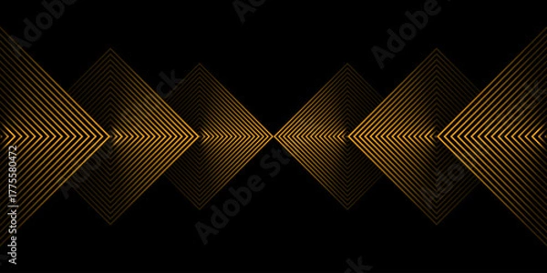 Obraz Dynamic golden arc line technology design concept on black background. Vector background.