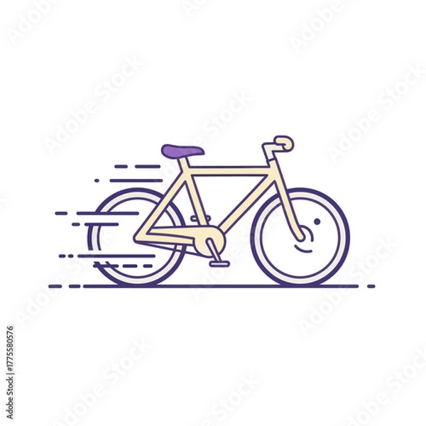 Obraz Stylized bicycle riding fast with speed lines vector illustration urban transport concept