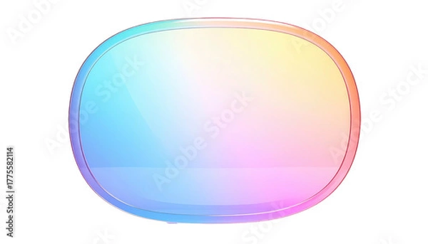 Fototapeta Glossy, rounded rectangle with a pastel gradient, transitioning from blues/purples on the bottom to yellows on the top