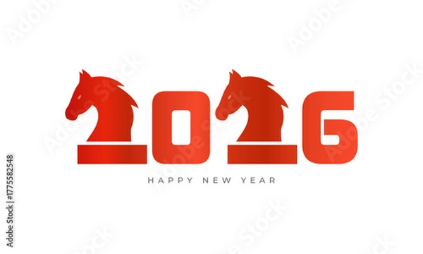 Fototapeta 2026 Happy New Year greeting card design.Chinese New Year greeting card design