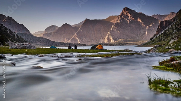 Obraz Camping in the Fan Mountains in Tajikistan, Kulikalon Lakes