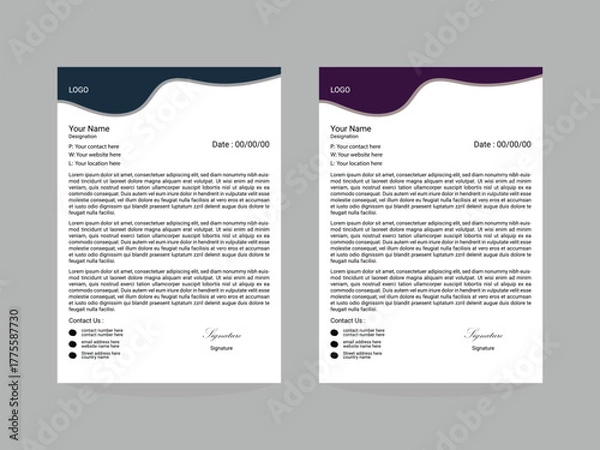 Obraz Modern Creative Corporate Simple Letterhead Design, Mockup Template Layout Vector Design