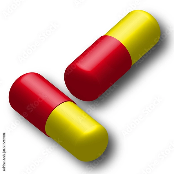 Obraz Two Red and Yellow Medical Capsules