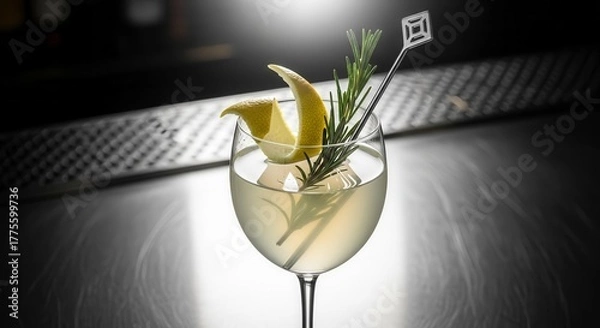 Fototapeta Elegant Crafted Cocktail With Citrus Garnishes Artfully Displayed and Ready to Serve