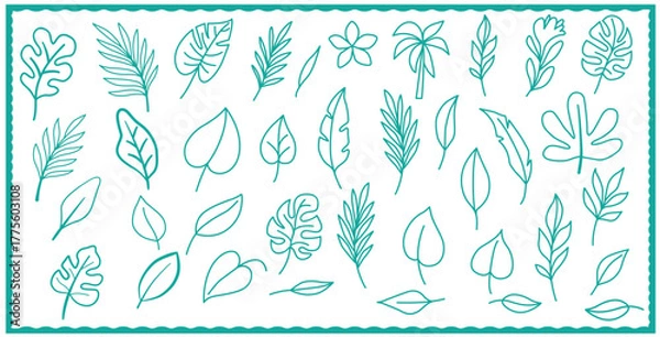 Obraz Seamless floral pattern with green leaves and flowers for nature-inspired spring design