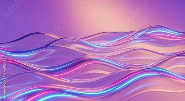 Fototapeta Abstract blue background with smooth wave lines and a light blue and purple color gradient pattern for digital design wallpaper