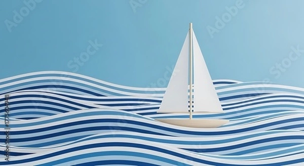 Fototapeta Luxury yacht and sailboat sailing on the ocean waves under a summer sky, perfect for nautical travel and vacation cruise
