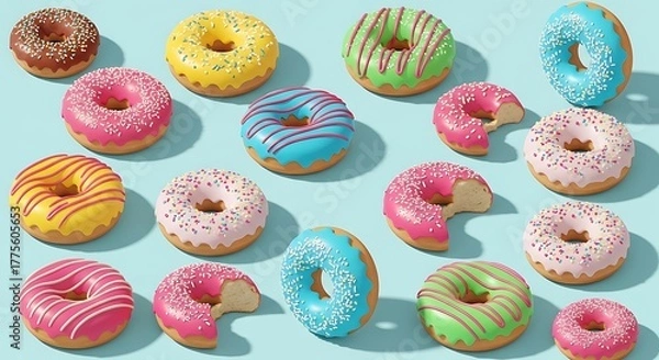 Fototapeta Deliciously sweet pink Easter egg cupcakes with creamy icing are lined up on a clean white background, ready for a spring party celebration