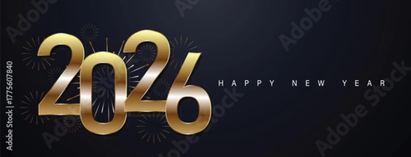 Obraz 2026 Happy New Year Background Design. Greeting Card, Banner, Poster. Vector Illustration.