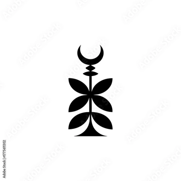 Obraz Abstract floral design with crescent moon on top art on transparent background silhouette