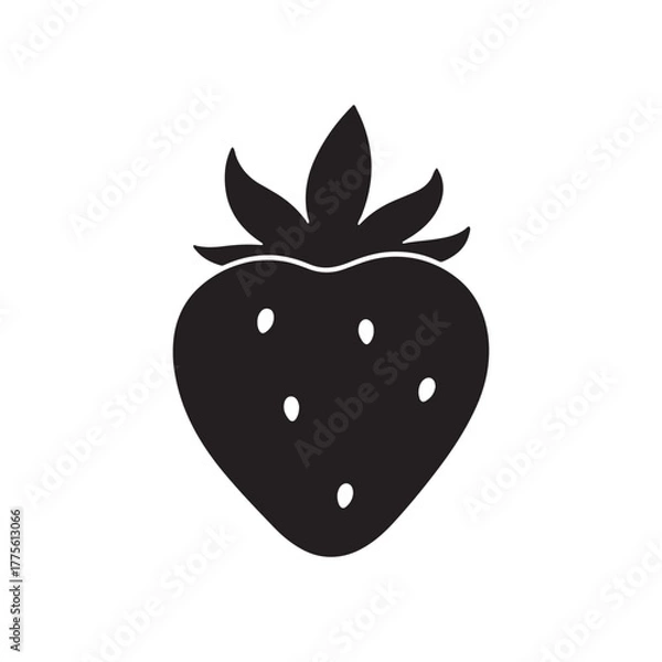 Obraz Cute strawberry silhouette icon vector flat design.