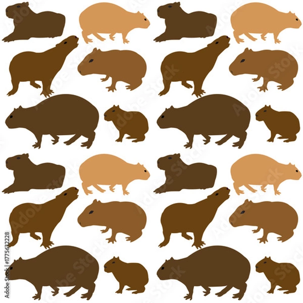 Obraz Capybara  pattern on white background.eps