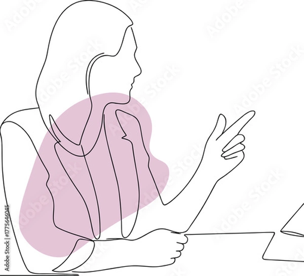 Obraz Woman pointing finger in discussion profile