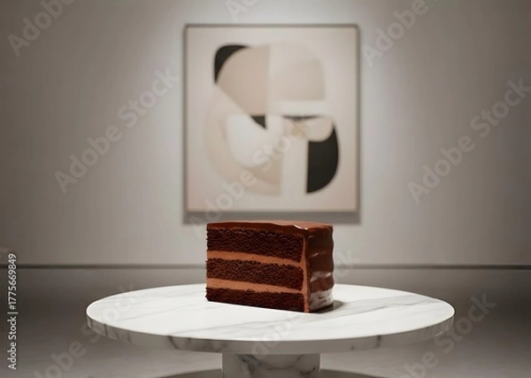 Obraz Decadent Dessert in a Gallery Setting - Realistic Food Photography Concept
