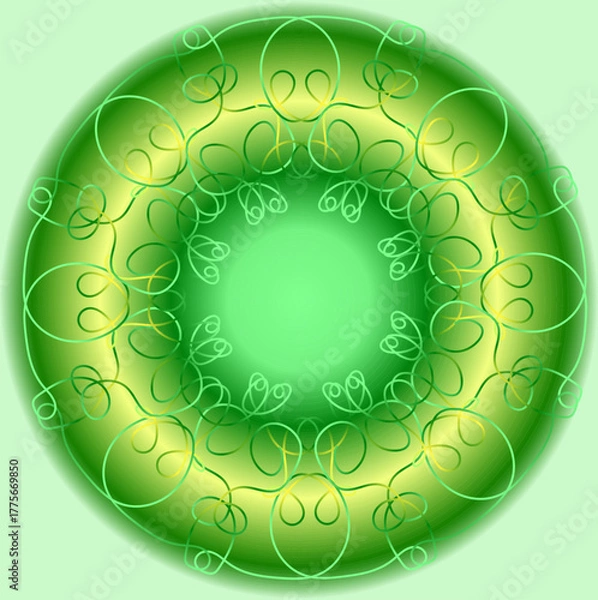 Obraz Abstract background with green circular pattern