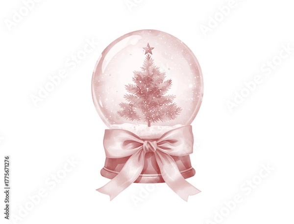 Obraz Pink snow globe with a bow illustration 
