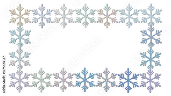 Fototapeta Snowflake frame border for winter holiday isolated on transparent background