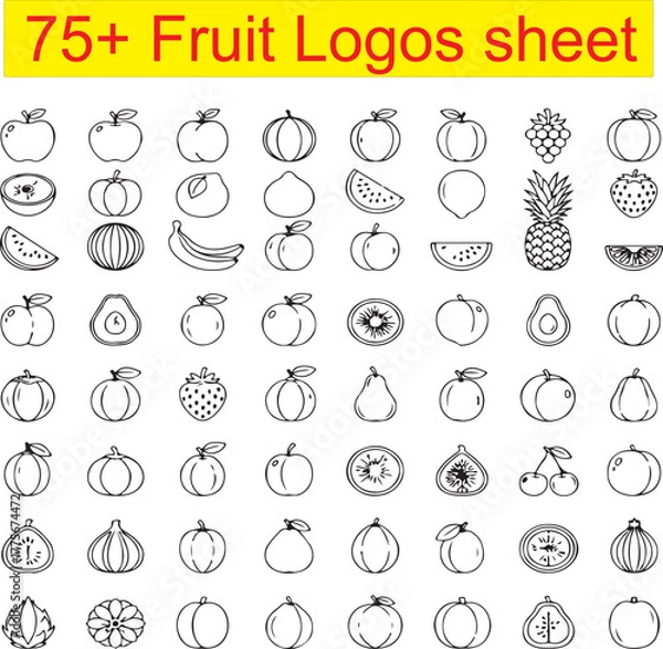 Fototapeta 75+ Fruit Logos Sheet
