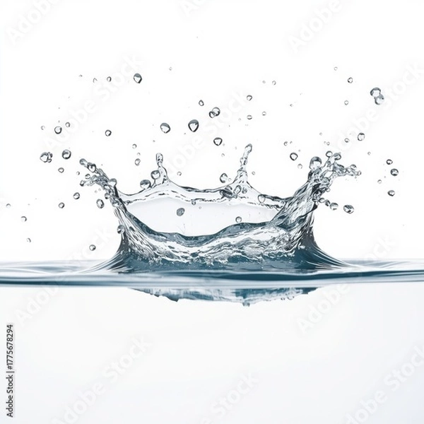 Fototapeta Clear splash of water captured in high detail on a pure surface