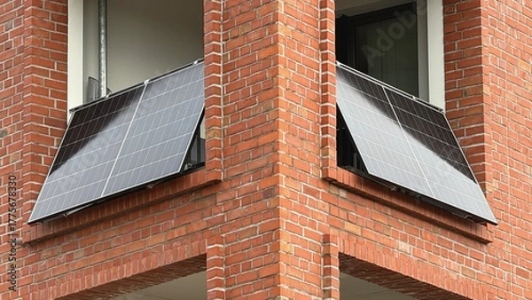 Obraz Zwei Balkonkraftwerke an einem Eckbalkon