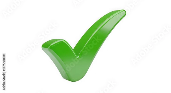 Fototapeta Shiny green check mark symbol on a black background