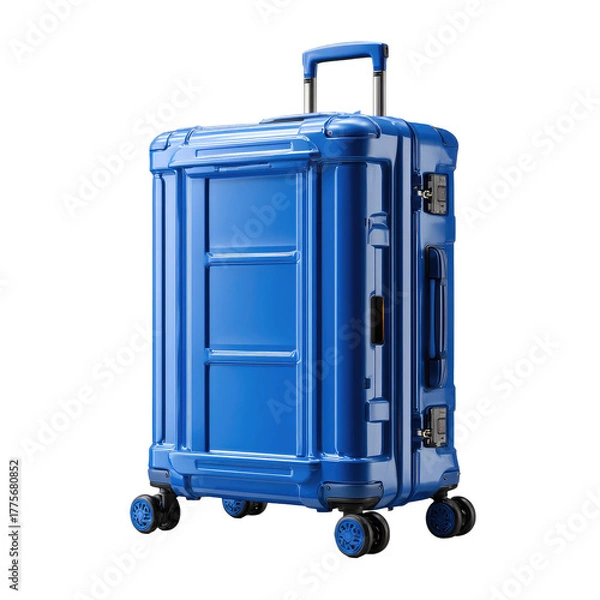 Obraz Cobalt blue hard-shell suitcase,  rigid exterior
