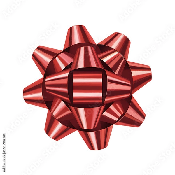Fototapeta Shiny red gift bow isolated on transparent background