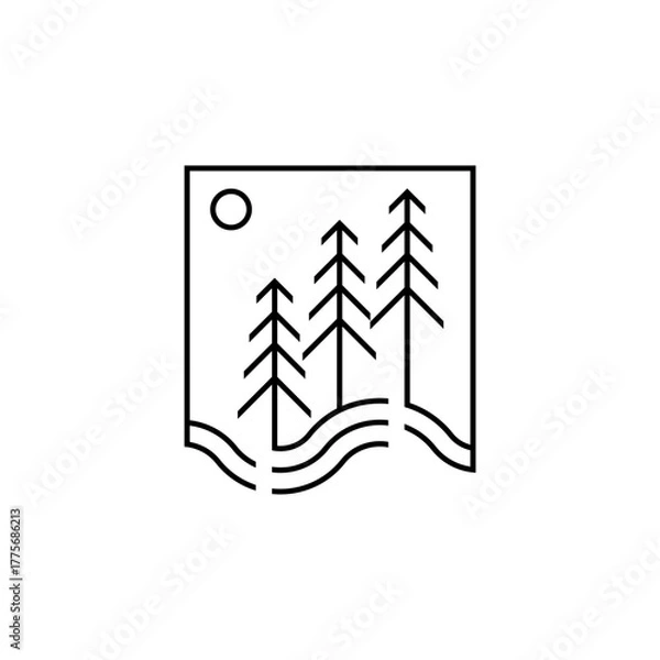 Fototapeta modern pine tree logo design vector with line style