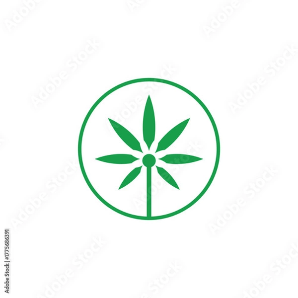 Fototapeta simple cannabis logo design vector with flat style