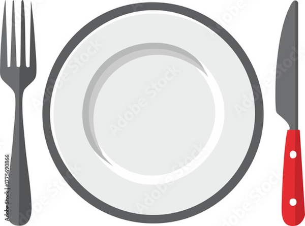 Obraz knife and fork on plate